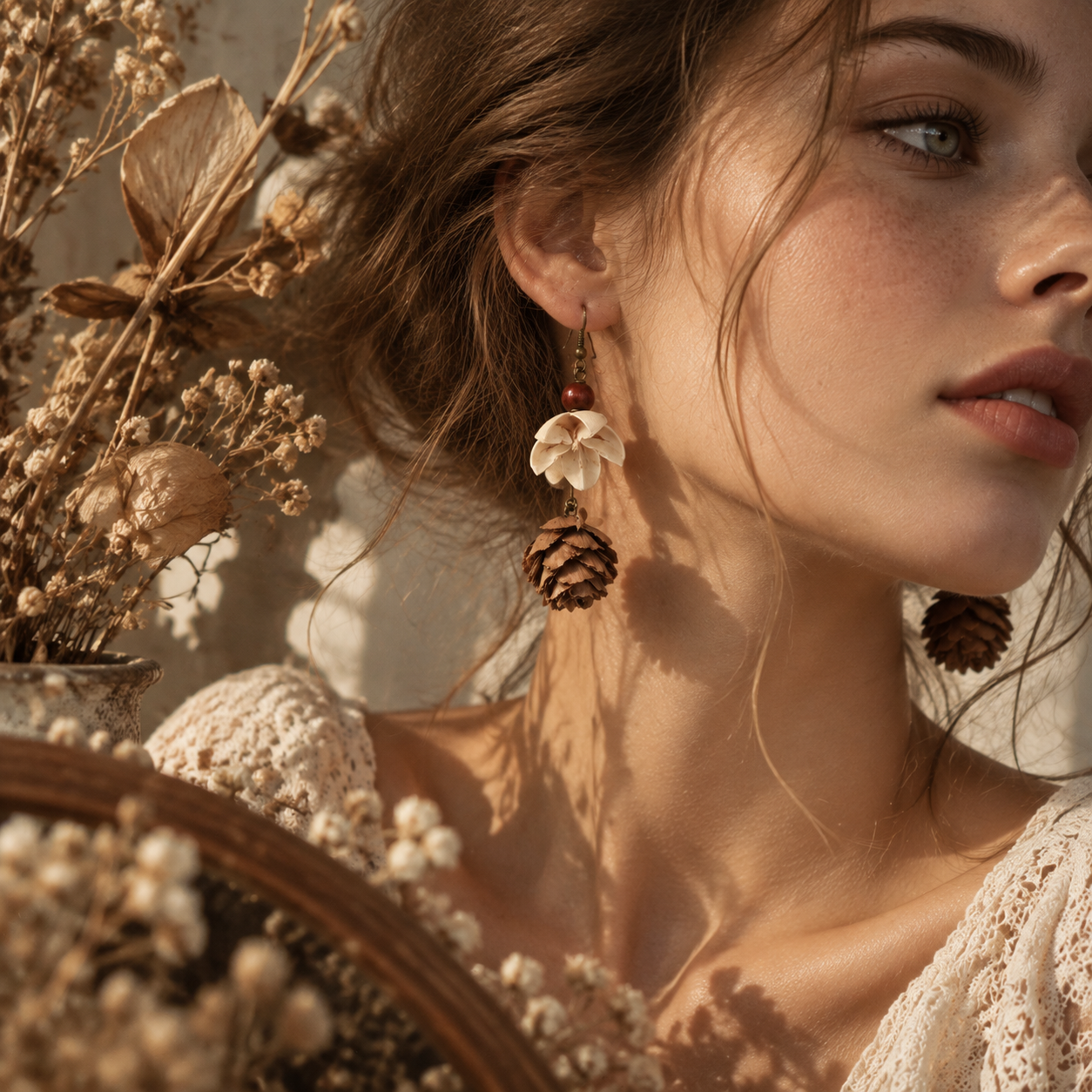 Natural Pinecone Earrings