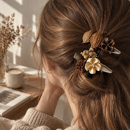 Natural Dried Fruit Flower Hair Clip