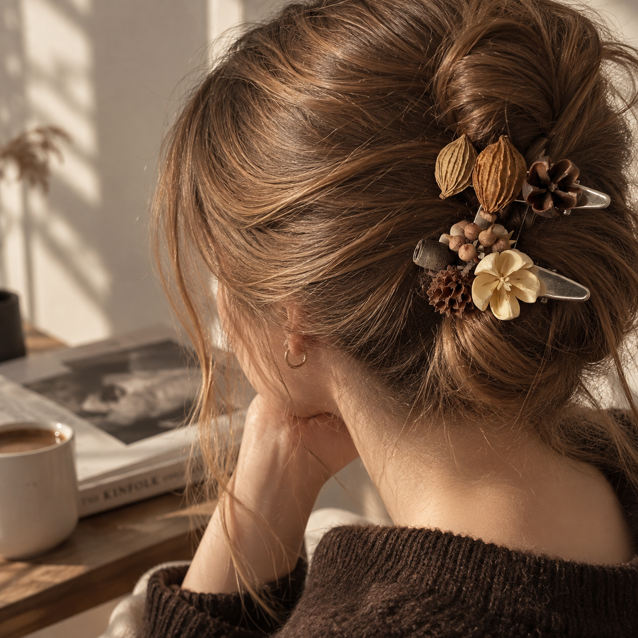 Natural Dried Fruit Flower Hair Clip