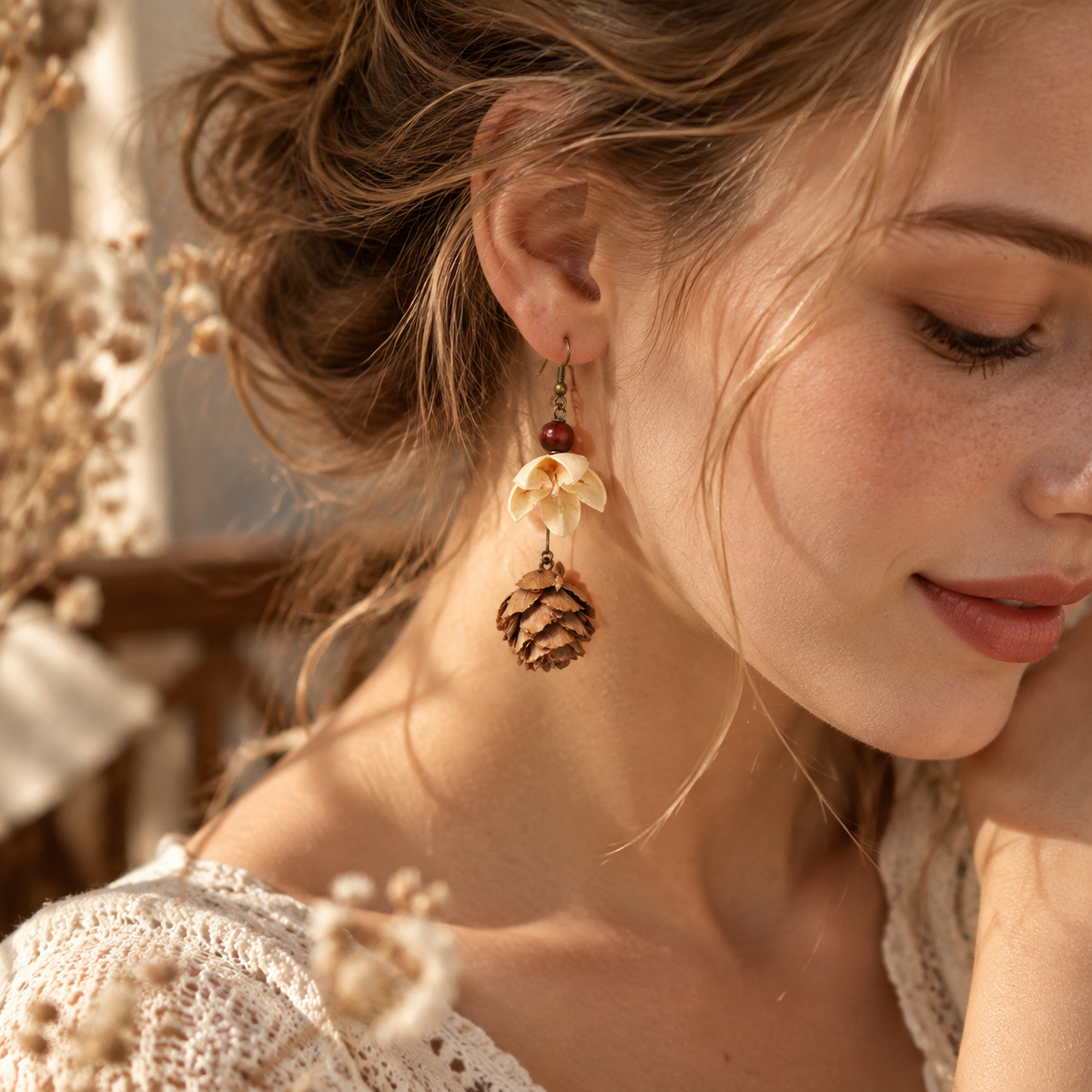 Natural Pinecone Earrings
