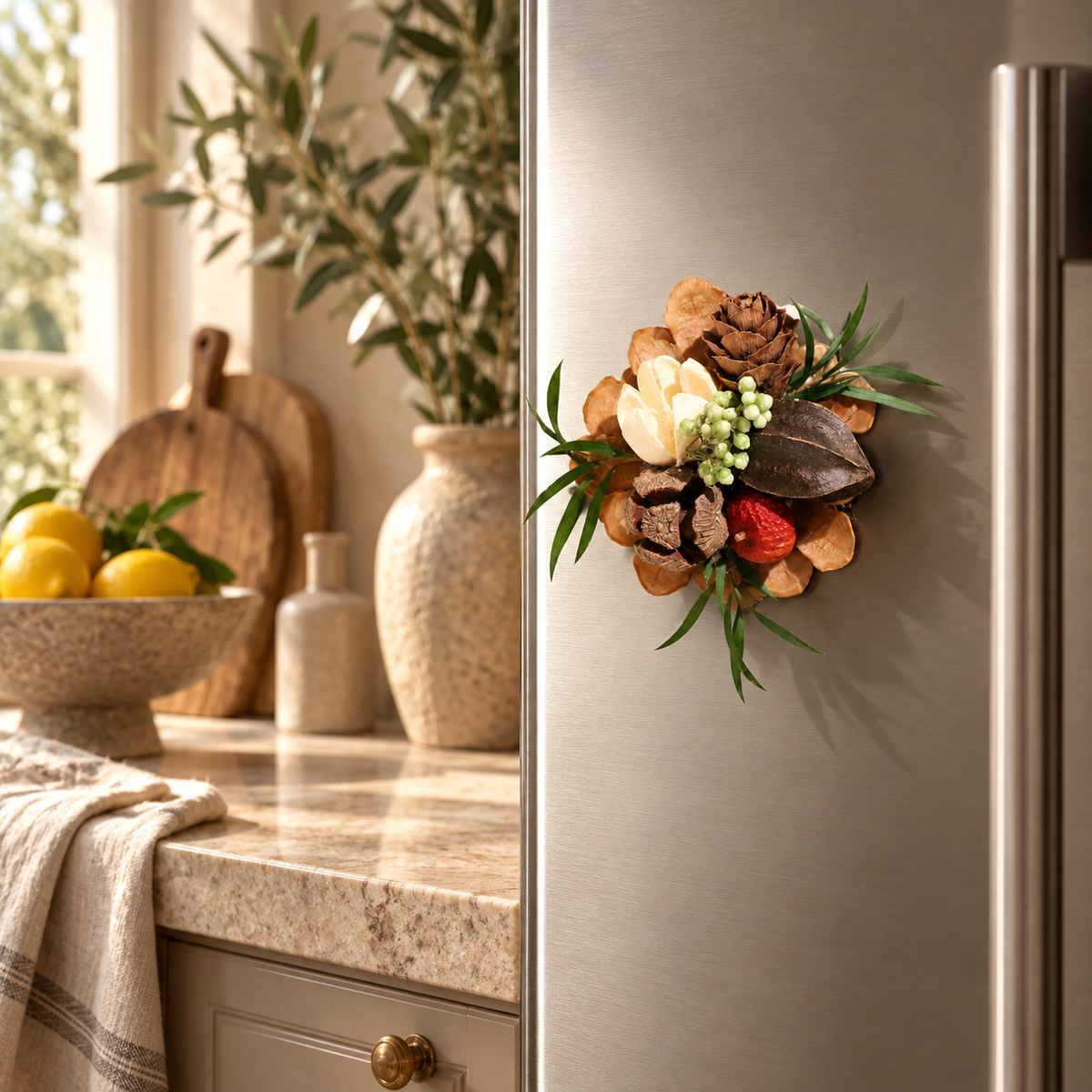 Natural Pinecone Plant Fridge Magnet